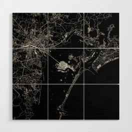 Venice Black Map Wood Wall Art