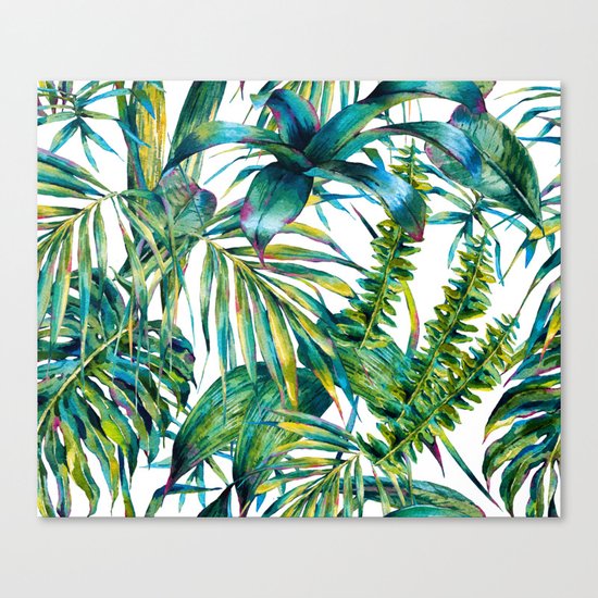 nature leaves exotic watercolor I Canvas Print