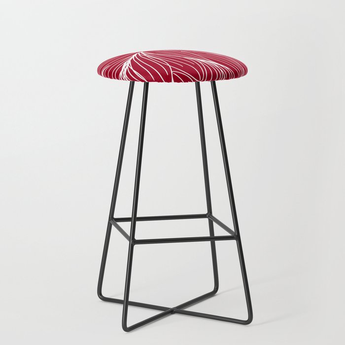 Red Floral Leaves Bar Stool