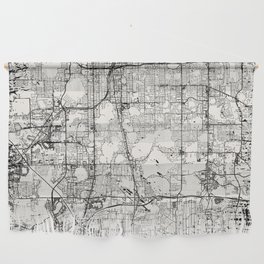 USA, Orlando - Vintage City Map - Black and White Wall Hanging