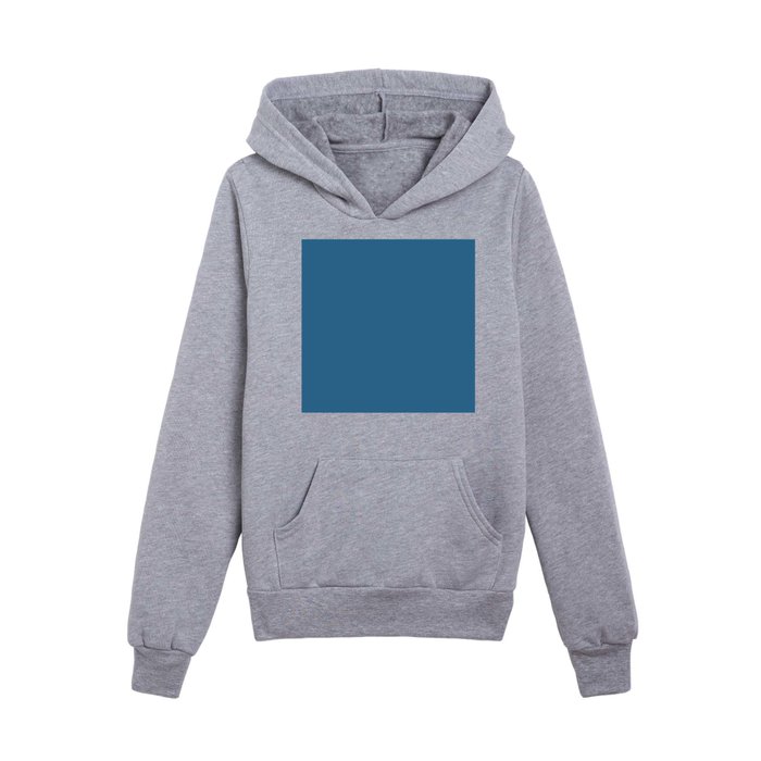 Dark Blue Solid Color Pairs Pantone Vallarta Blue 18-4034 TCX Kids Pullover Hoodie