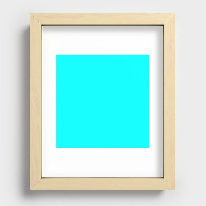 Monochrome  blue 0-255-255 Recessed Framed Print