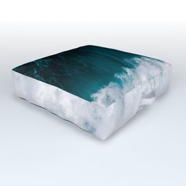 Minimalist image of a powerful wave breaking in the blue ocean – Landscape Photography Outdoor Floor Cushion