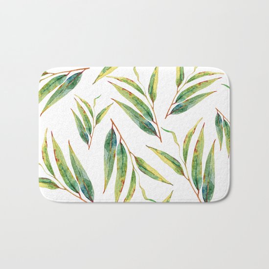 leaves watercolor pattern Bath Mat
