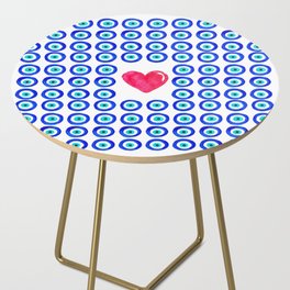 Evil Eye Protected Heart white background Side Table