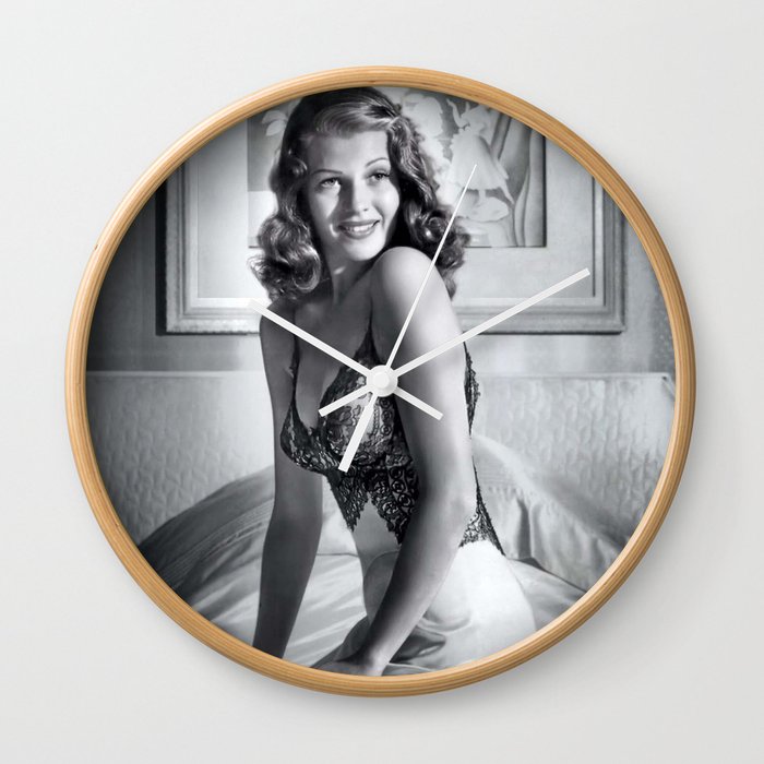Rita Hayworth female color Hollywood starlet pinup photography - photograph - photographs wall decor Wall Clock