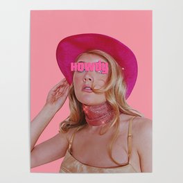 Retro pink poster 'Howdy' Poster