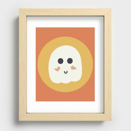 Tiny ghost sticker geometric seamless vector pattern Recessed Framed Print