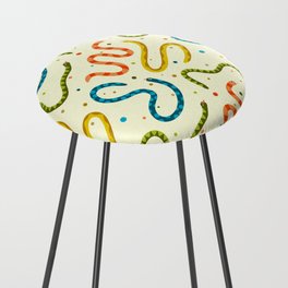 Funky Colorful Snakes Pattern Retro Counter Stool