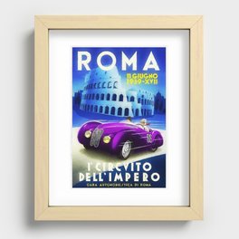 Roma, Italy Gran Prix Racing sports car roman coliseum vintage advertising poster wall decor for kitchen, dinning room, office Recessed Framed Print