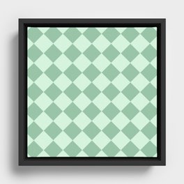 Minty Fresh Slanted Checker Framed Canvas