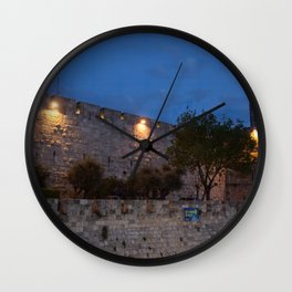 Jerusalem Old Wall Wall Clock | Wall, Jerusalem, Ancient, Holy, City, Tower, Israel, Lights, Rocks, Night 