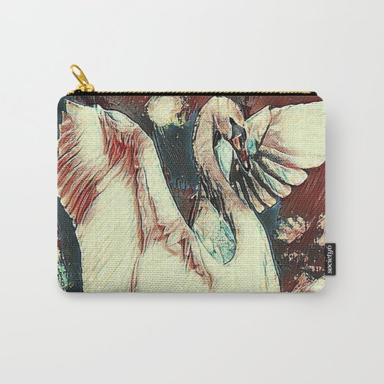 WHITE SWAN BROWNS & GREY MODERN ART DESIGN Carry-All Pouch