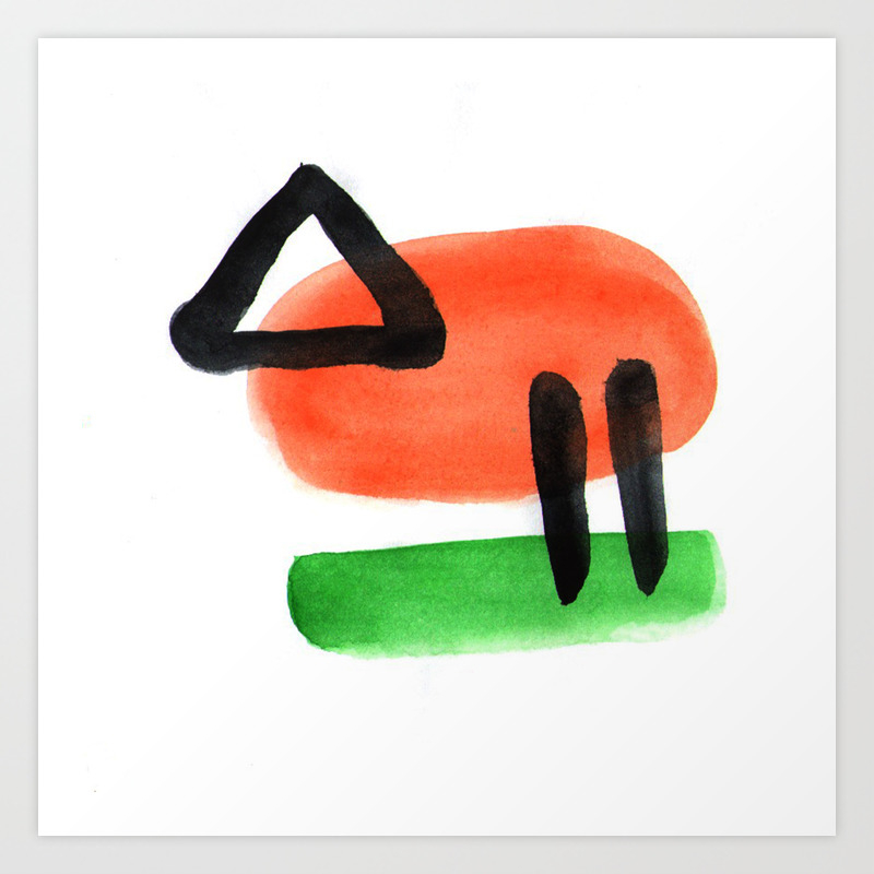 Watercolor Drawing Colors Minimalist Midcentury Modern Colorful