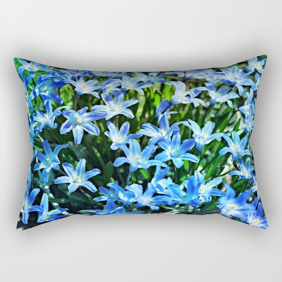 Blue Glory Snow Flowers Rectangular Pillow