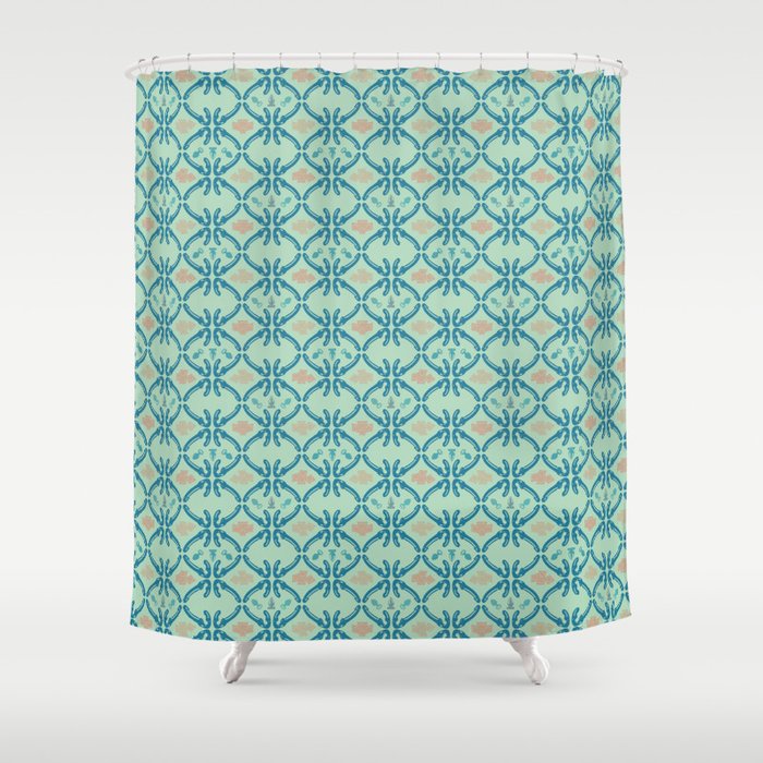 Aquatic Silicone Quatrefoil Shower Curtain By Brusque Society6 Aquatic Silicone Quatrefoil Shower Curtain