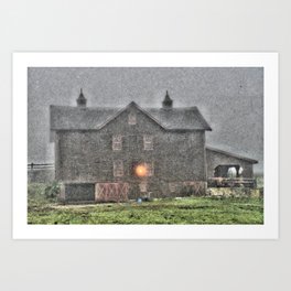 Barn In A Fog Art Print