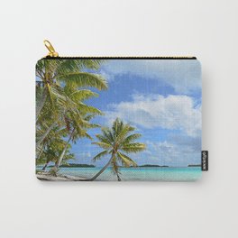 Tropical palm beach in the Pacific Carry-All Pouch | Beach, Polynesia, Photo, Summer, Tropical, Color, Tree, Whitesand, Digital, Vacation 