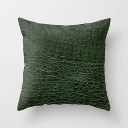 Green faux leather pattern Throw Pillow