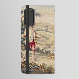 Antique 19th Century French Aubusson Tapestry Romantic Hunting Scene Android Wallet Case