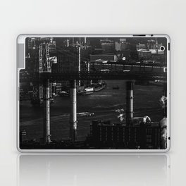 New York City Manhattan skyline black and white Laptop Skin