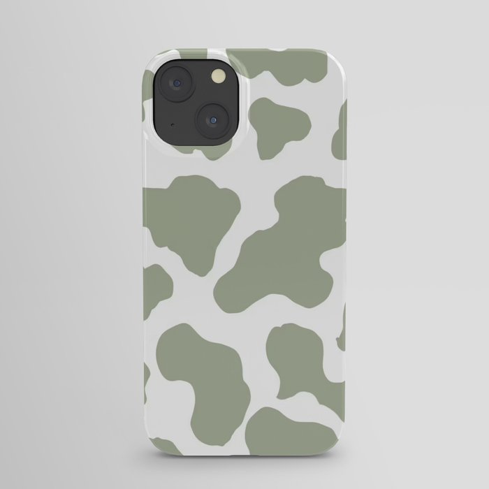 Sage Green Cow Print Aesthetic Pattern iPhone Case