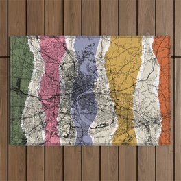 USA, Nashville - Colorful City Map Outdoor Rug