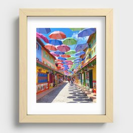 Umbrellas in Plazoleta de los Zocalos, Guatapé, Colombia Recessed Framed Print