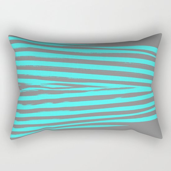 Aqua & Gray Stripes Rectangular Pillow