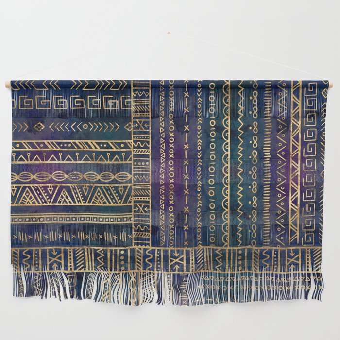 Tribal Ethnic pattern gold on painted texture Wall Hanging
