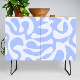 Abstract Mid century Modern Shapes pattern - Purple and White Credenza