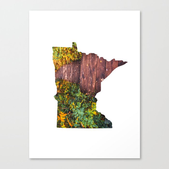 Minnesota Map | Autumn Forest and Texture Canvas Print