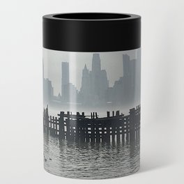 Foggy Manhattan Skyline Can Cooler