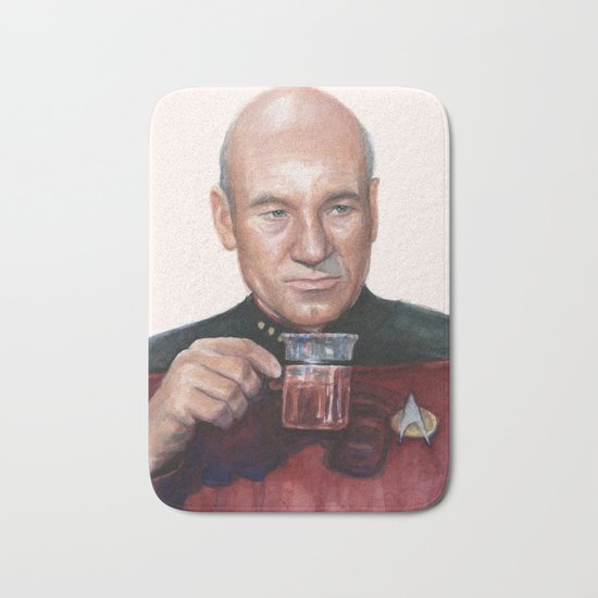 Tea. Earl Grey. Hot. Captain Picard Star Trek | Watercolor Bath Mat