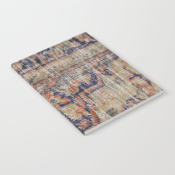 Vintage Woven Navy Blue and Tan Kilim  Notebook