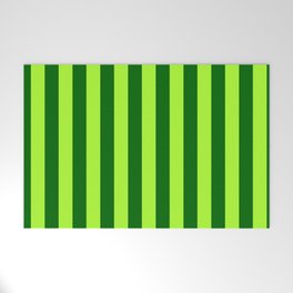 [ Thumbnail: Dark Green & Light Green Colored Stripes/Lines Pattern Welcome Mat ]