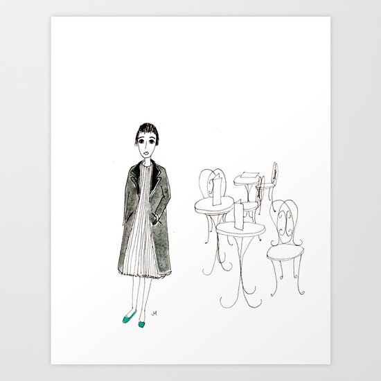 cafe girl Art Print
