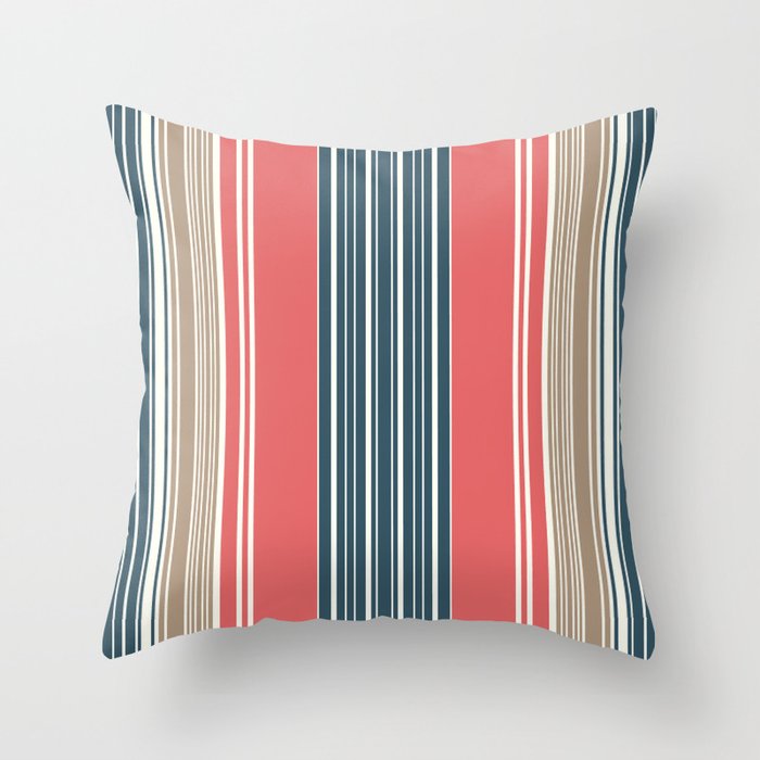 Simple Coral blue Stripes Throw Pillow