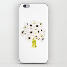 white gerbera flowers ink and watercolor iPhone Skin
