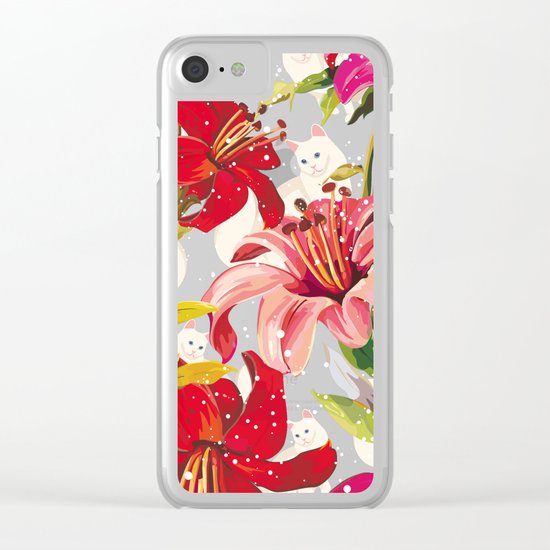 Patron flowers and cats Clear iPhone Case