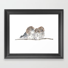 Cuddling birds Framed Art Print