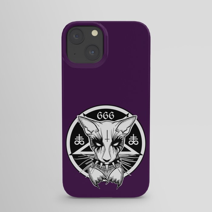 Black Metal Cat Purple iPhone Case