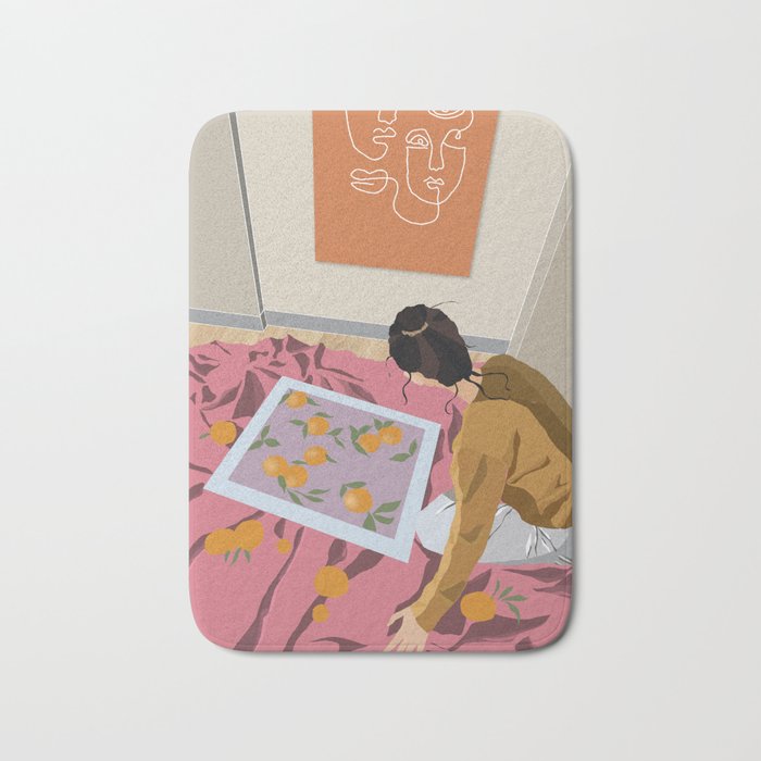 Painting orange & Girl Bath Mat