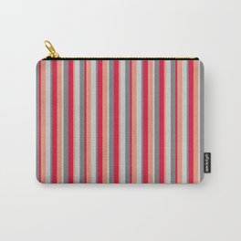 [ Thumbnail: Crimson, Gray, Light Grey, and Dark Salmon Colored Lines/Stripes Pattern Carry-All Pouch ]