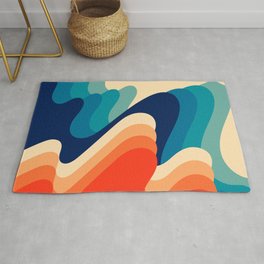 Retro 70s and 80s Abstract Art Mid-Century Waves  Area & Throw Rug