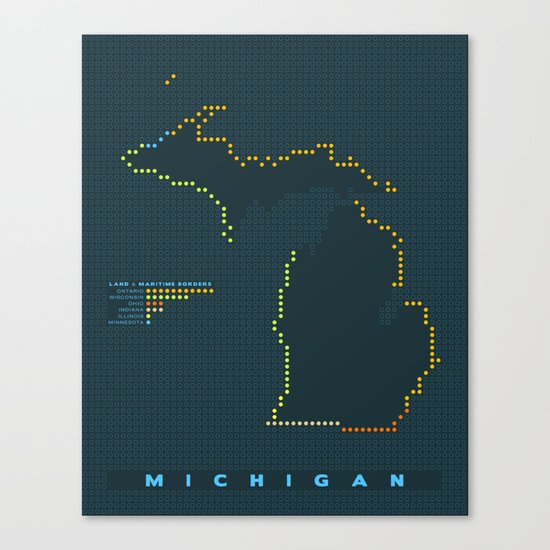 MDOT - Michigan Land & Maritime Borders Canvas Print