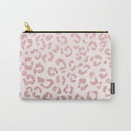 Faux pink glitter leopard pattern illustration on pink lace Carry-All Pouch