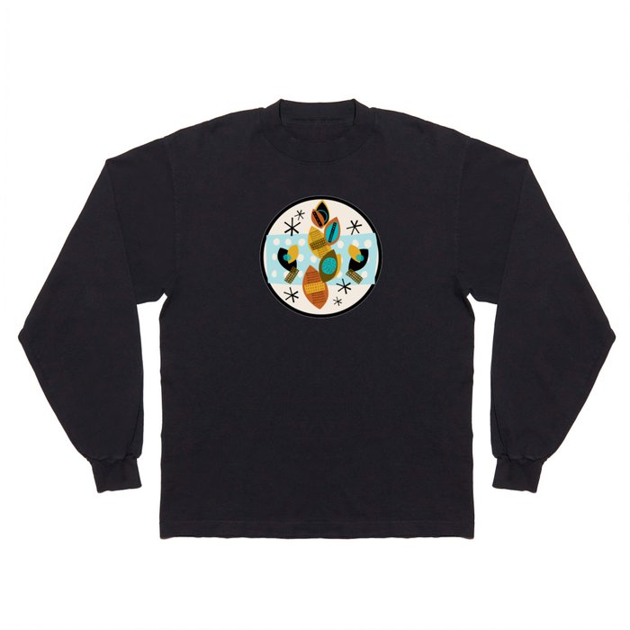 Retro leaves with mid-century color vibes Long Sleeve T Shirt