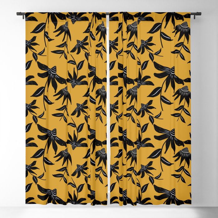 Echinacea - Yellow Blackout Curtain