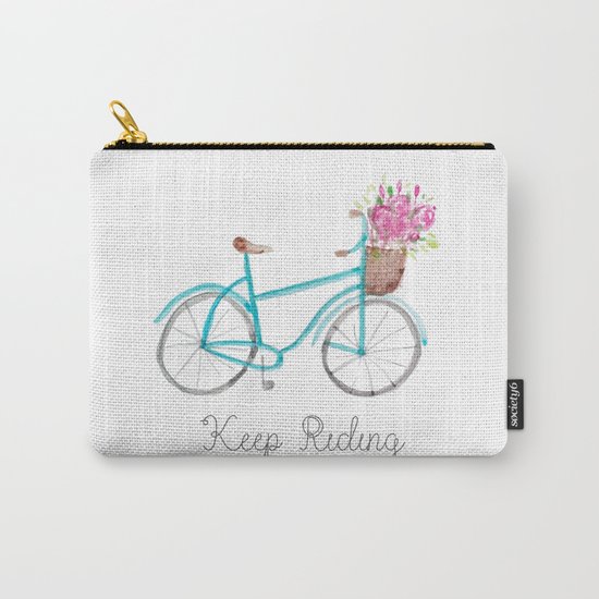 Keep Riding Bike, Watercolor Bike Carry-All Pouch